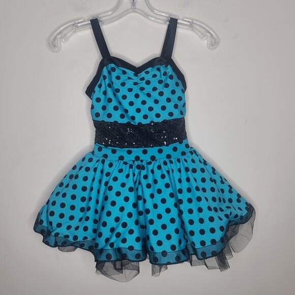 Weissman Other - Weissman Dance teal blue black polka dot full skirt dress costume - IC (S/M)